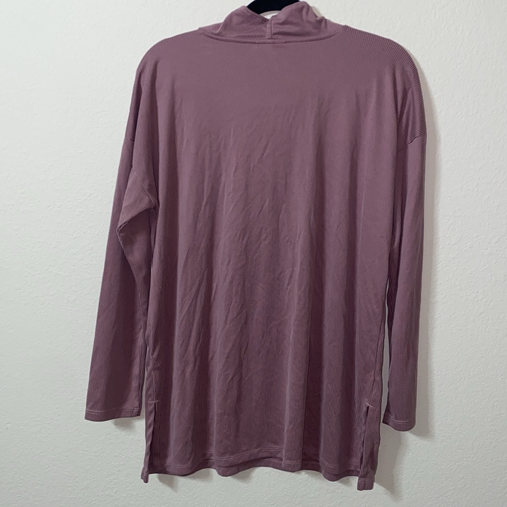 🪿Pure Jill Mauve Ribbed Knit Cowl Neck Oversized Long Tunic Lagen-look Top! - Picture 9 of 10